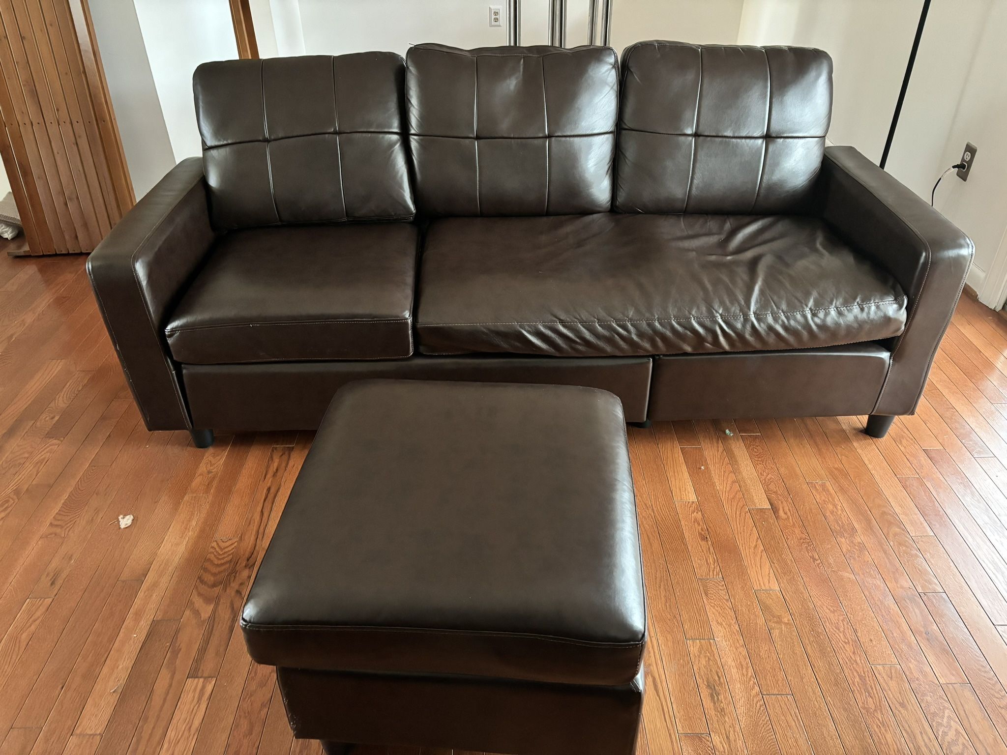 Brown Couch And Ottoman