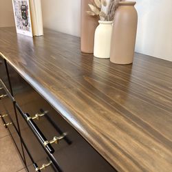 Modern Black & Wood 6 Drawer Dresser - Solid & Stylish