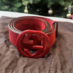 Gucci Red Suede Belt 40”