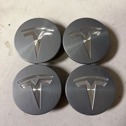 4 pcs Set of Tesla Wheel Center Hub Caps Grey/Silver– 56mm Model 3, S, X, Y