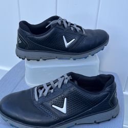 Men’s Callaway Balboa Golf Shoes Size 8.5 Black Leather Spikeless Golf Shoes