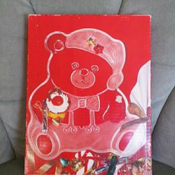 Mikasa Holiday Teddy Bear Platter Tray Crystal Glass