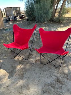 Mid-century modern wrought iron butterfly chairs
