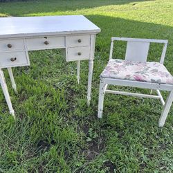 Three Piece Vintage, Shabby Chic Desk and Chairs