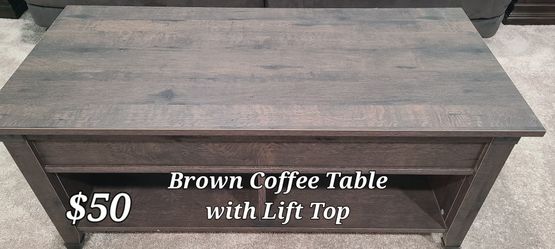Brown Coffee Table with Lift Top