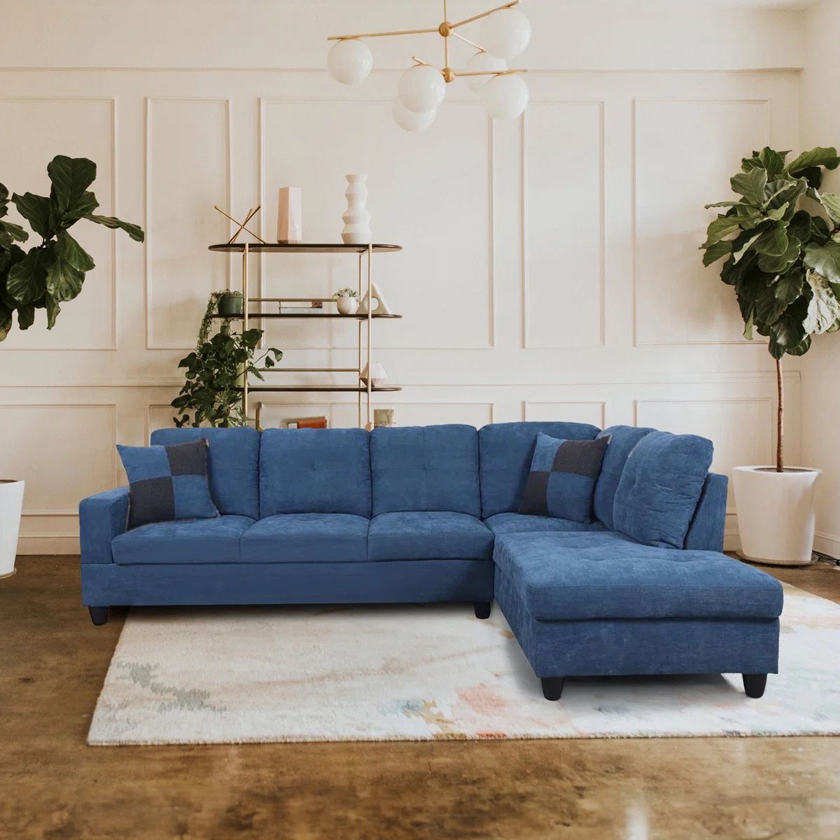 Blue Sectional Sofa And Ottoman