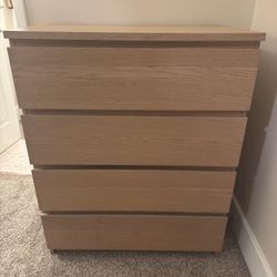 IKEA MALM 4-Drawer Dresser – Oak Veneer – Solid – $95