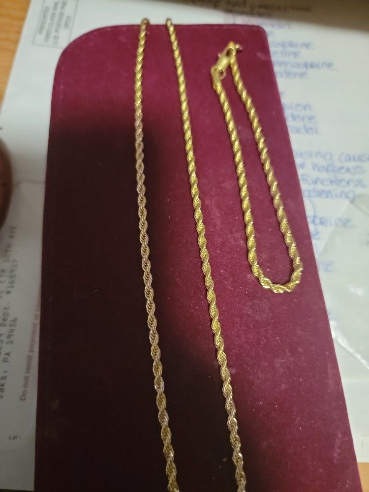 20 Inch Gold Filled Rope Chain With Matching 8 Inch Bracelet