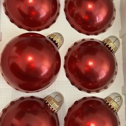 Glass Vintage Ornaments Set Of 6 Strawberry Red
