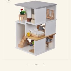 Excellerations Sustainably Harvested Rubberwood Modern Dollhouse