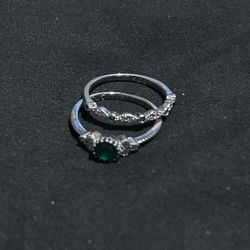 Sterling Silver Bridal Set - Green CZ