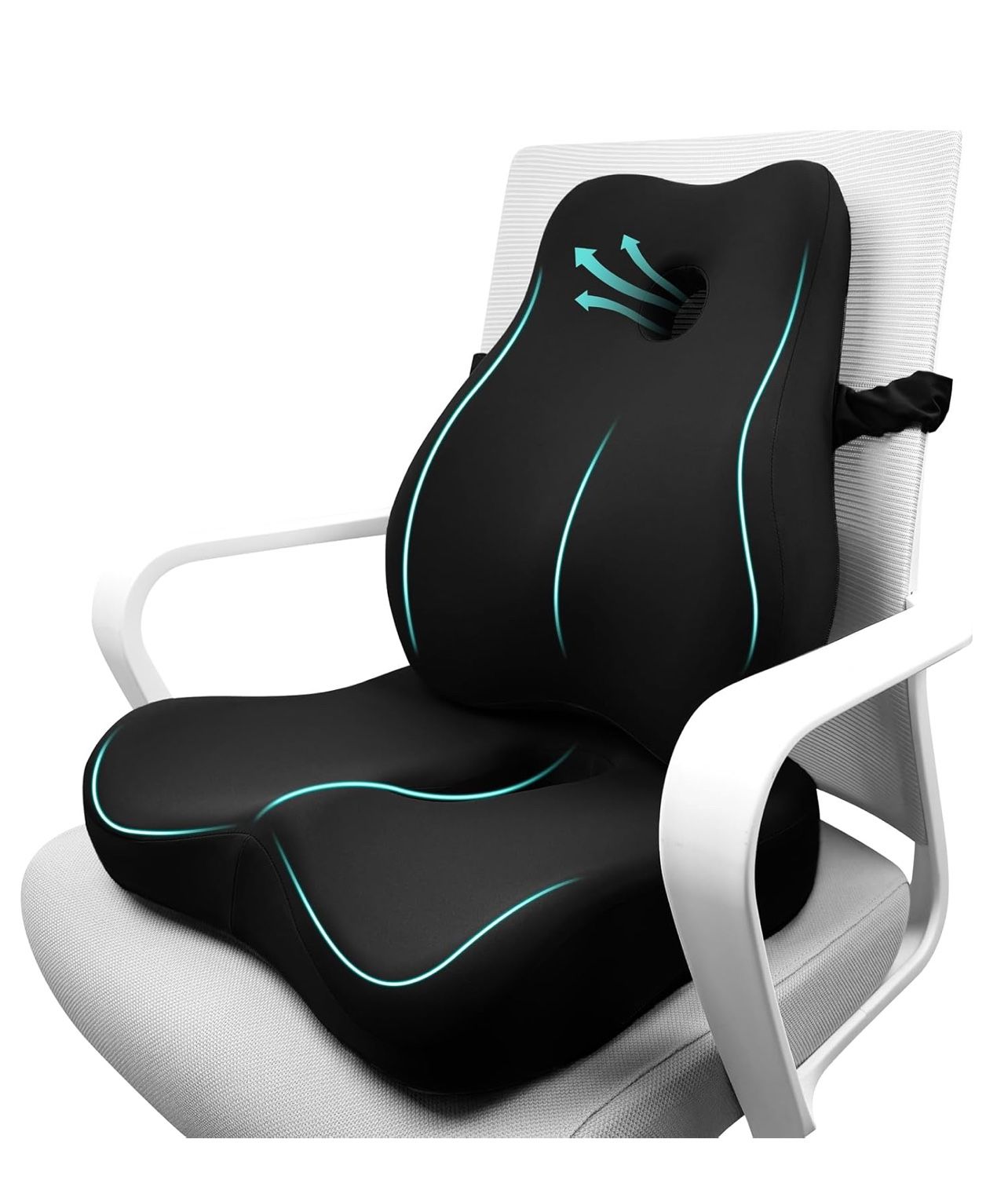 Seat Cushion & Lumbar Support Pillow Set