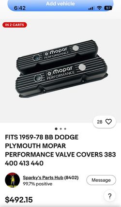 Mopar Performance Valve Covers for Big Block 383., 400., 440., V8