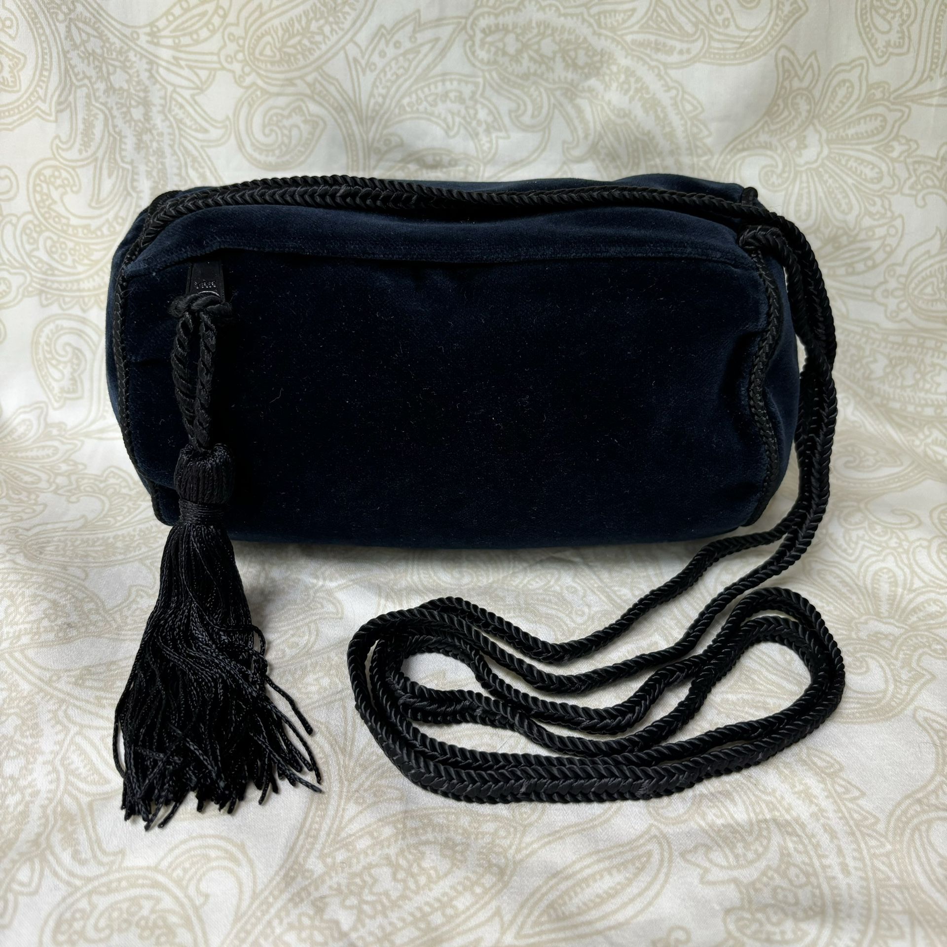Velvet Navy Barrel Handbag