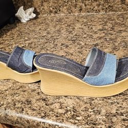 Blue Jean Wedge Sandals