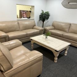 Furniture- Real Top Grain Leather Sofa- Myars 