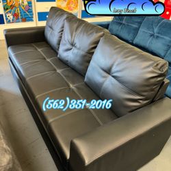 Leather Black Sofa Couch Bed Cama Pull Out