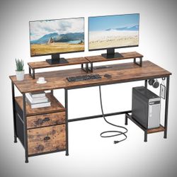 Computer Desk - 2 Moveable Monitor Stands