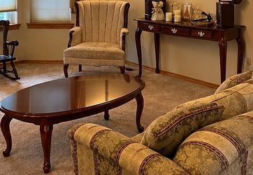 Cherry Wood Oval Coffee Table and couch tables