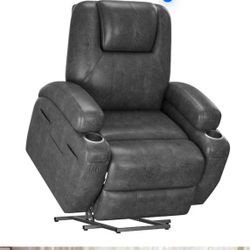 💞 Electric Power Lift Recliner Chair (Leathaire) with Massage for Elderly, Single Sofa with 2 Cup Holders Side Pockets $220
