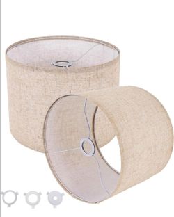 Small Lamp Shades Set of 2, Beige Drum Lampshades 8.7''Top X 8.7'' Bottom X 7.9'' High, Replacement Lamp Shades Natural Linen for Table Lamps Floor La