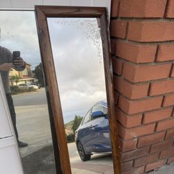 ► FREE Only If u Can Help Me! Full Length Door Mirror Rectangle Framed 16 x 56 inch Iridescent Vintage Wood Frame