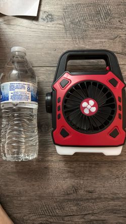 Portable Camping Light with Fan 3 in 1 Multifunctional Outdoor Flashlight USB Charging Home Lamp Hanging Tent Light (Red)