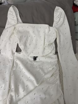 White Pearl Blouse And Pearl Short Skirts Dressy