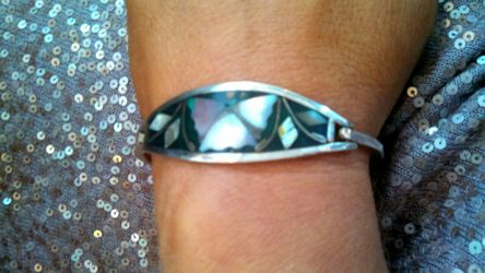 Sterling silver mother of pearl clasp bracelet
