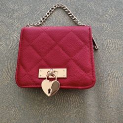 Claire’s red heart lock wallet and chain coin purse mini bag In excellent condition