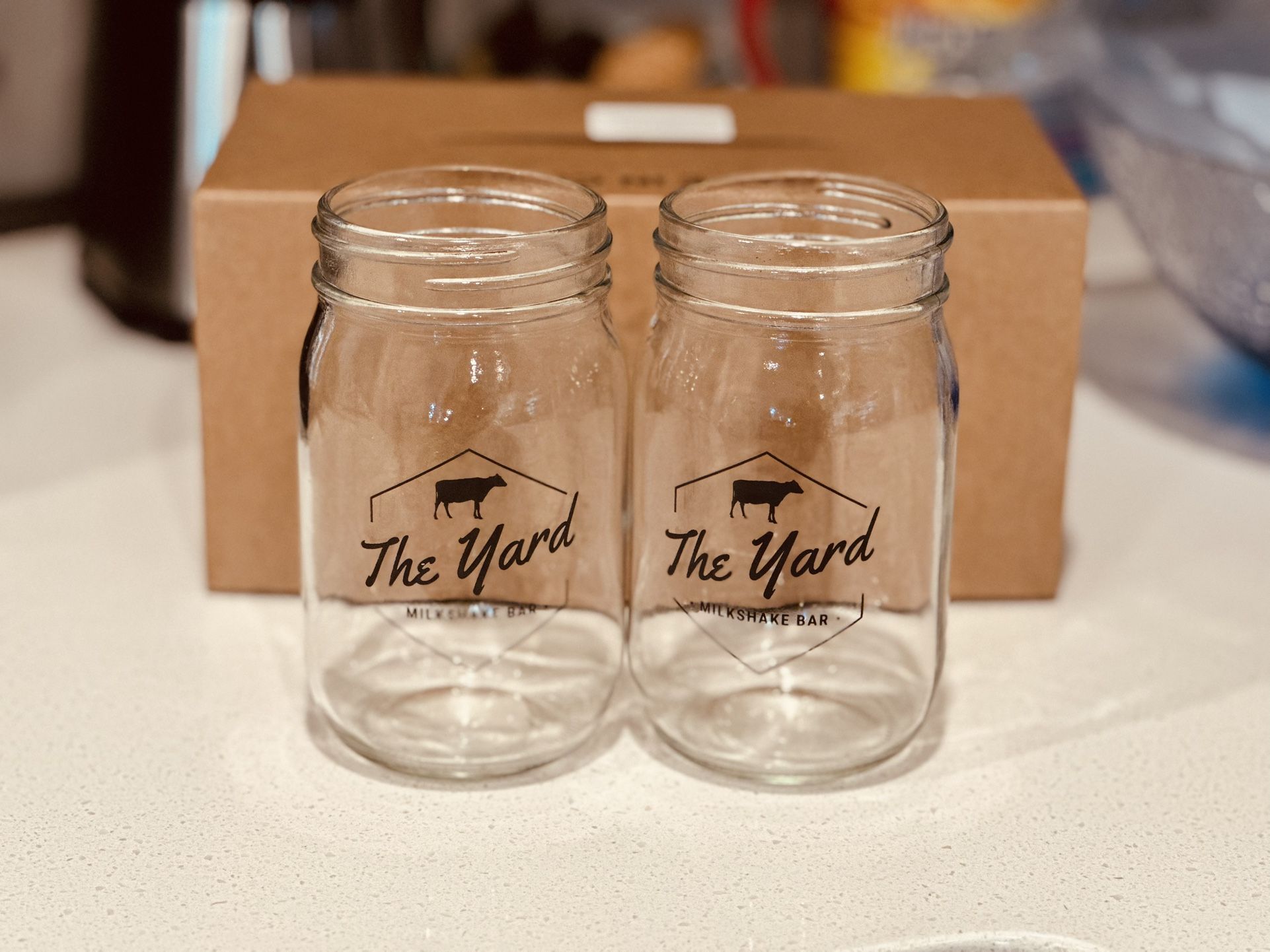 Genuine The Yard Milkshake Bar Glass Jar Pint Set