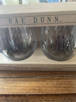 Rae Dunn Mr & Mrs Wine Glasses 