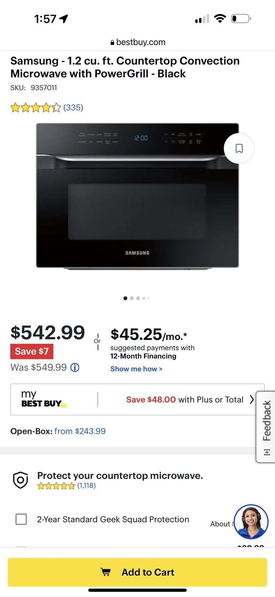 Samsung - 1.2 cu. ft. Countertop Convection Microwave with PowerGrill And Slim Fry