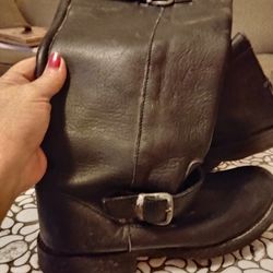 Leather Riding Boots- Women's Black Size 10