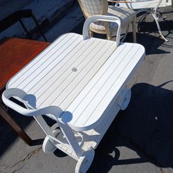 vintage white resin bar cart