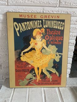 Wood Print Reproduction of Poster Advertising 'Pantomimes Lumineuses' at Musee Grevin 15.75x20"