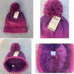 Brand new CC Exclusives Fuzzy Lined Beanie Hat with Pom
