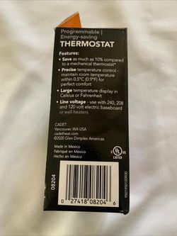 Cadet TEP362DW Energy Saving Thermostat Programmable Double Pole White  15Amp for Sale in Dearborn, MI - OfferUp