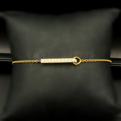 18K Solid Yellow & White Gold 0.35CTW Diamond Anklet 9” Bracelet 2mm