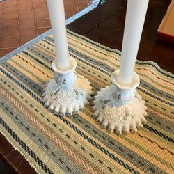 Fenton Violet In The Snow Candlestick