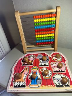 Melissa & Doug Farm Peg Puzzle and Wooden Abacus