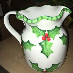 Present tense and Hathaway Holly Jolly 56 ounce Christmas Pitcher