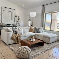 Cream west elm cloud couch 