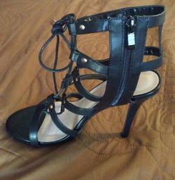 Black strappy heels size 8