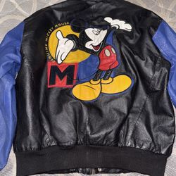 Genuine Leather Size Medium Leather Mickey Mouse Jacket