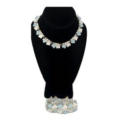 Vintage BSK Blue Lucite & Crystal Jewelry Set, Bracelet and Choker
