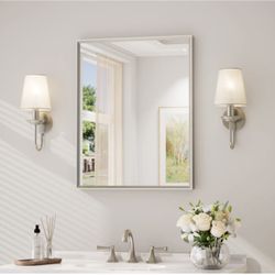 New Rectangular Bathroom Mirror Silver Frame