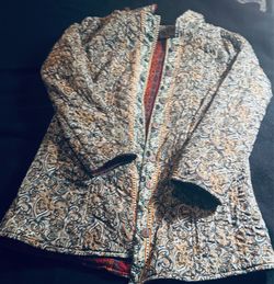 Quilted Paisley Button-Down Jacket