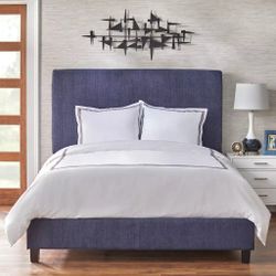 Queen blue fabric bed (New In A box)