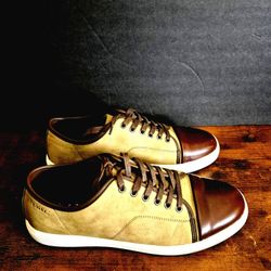 NY&C Felix Sneakers Men’s Size 9 Tan Brown Leather Suede – Gently Worn